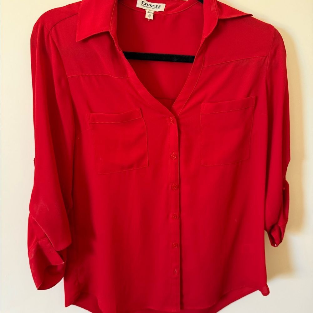 Express Women's Red Portofino Button Down Shirt